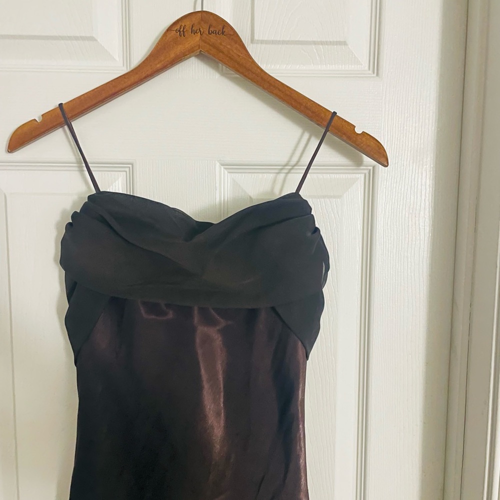 Betsy & Adam Chocolate Brown Strapless Maxi Dress